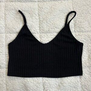 SHEIN Black Ribbed Crop Camisole Top​